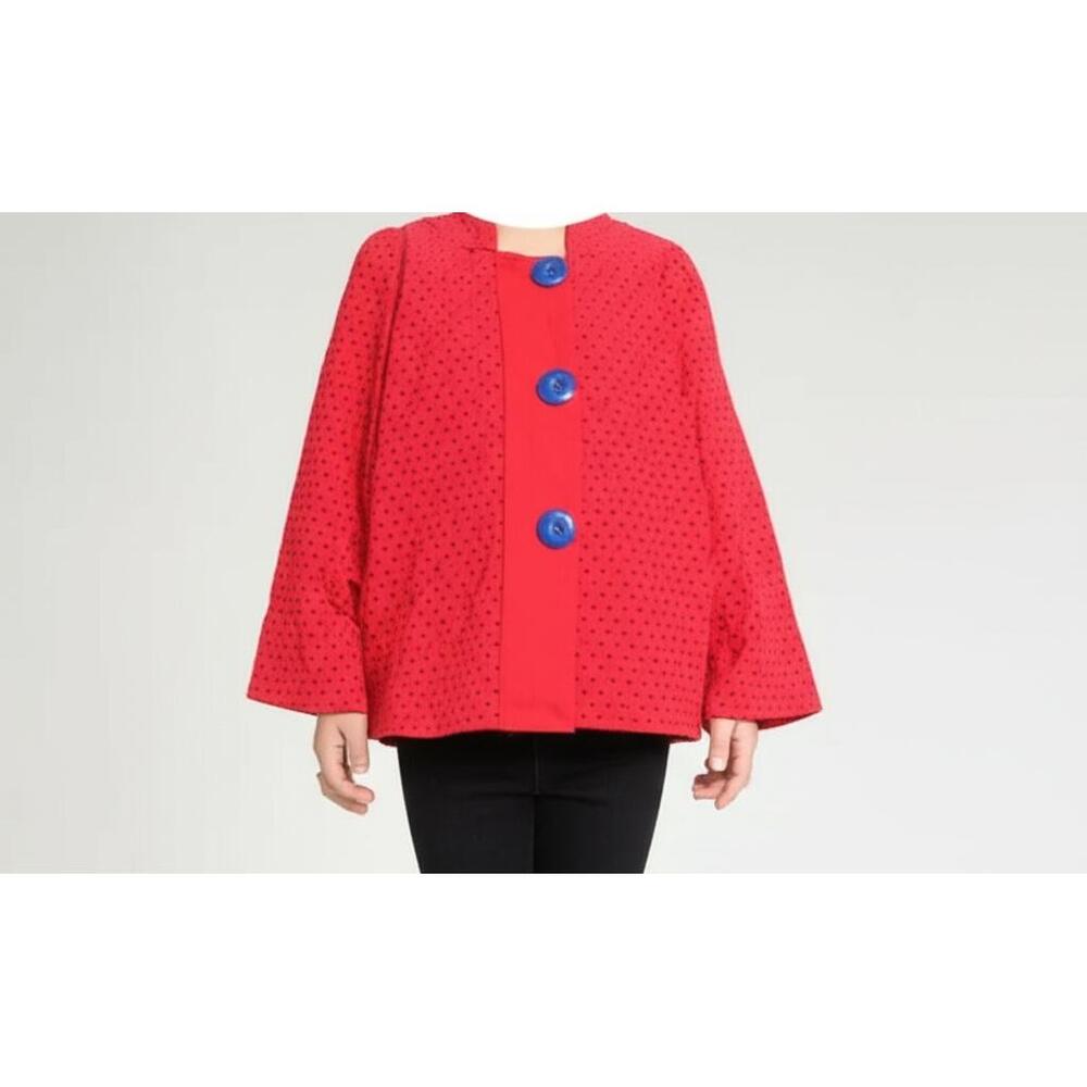 Kimchi & Blue L Red Polka Dot Hooded Hoodie Cardigan Playful